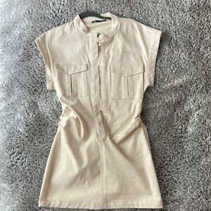 cargo style cream mini dress